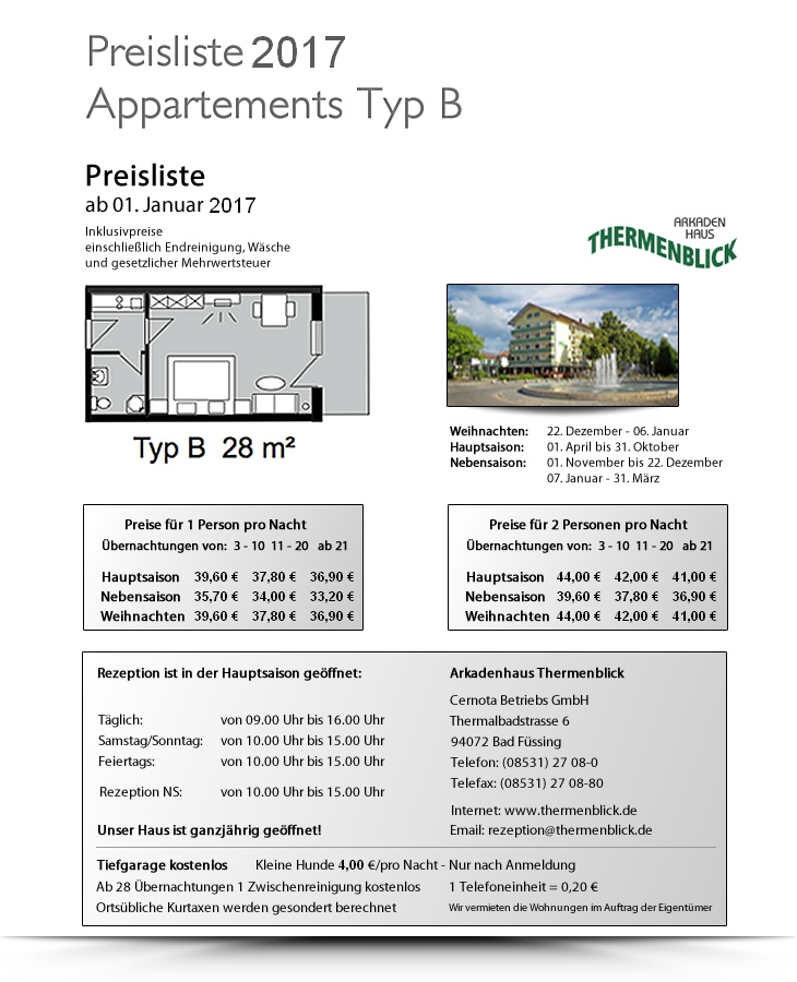 Preisliste 2017 - Typ B
